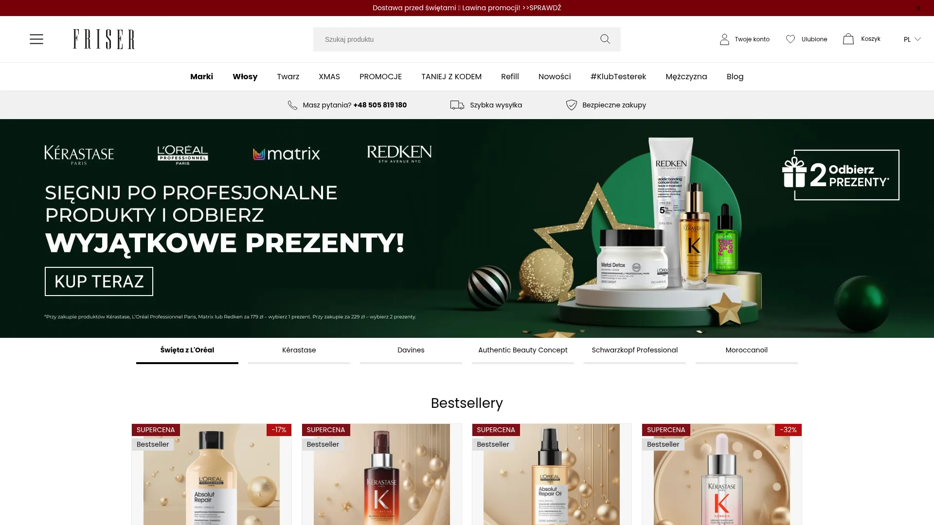 Zrzut ekranu strony Friser