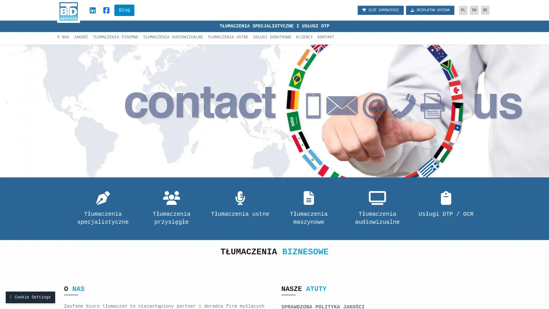 Zrzut ekranu strony BTD Services